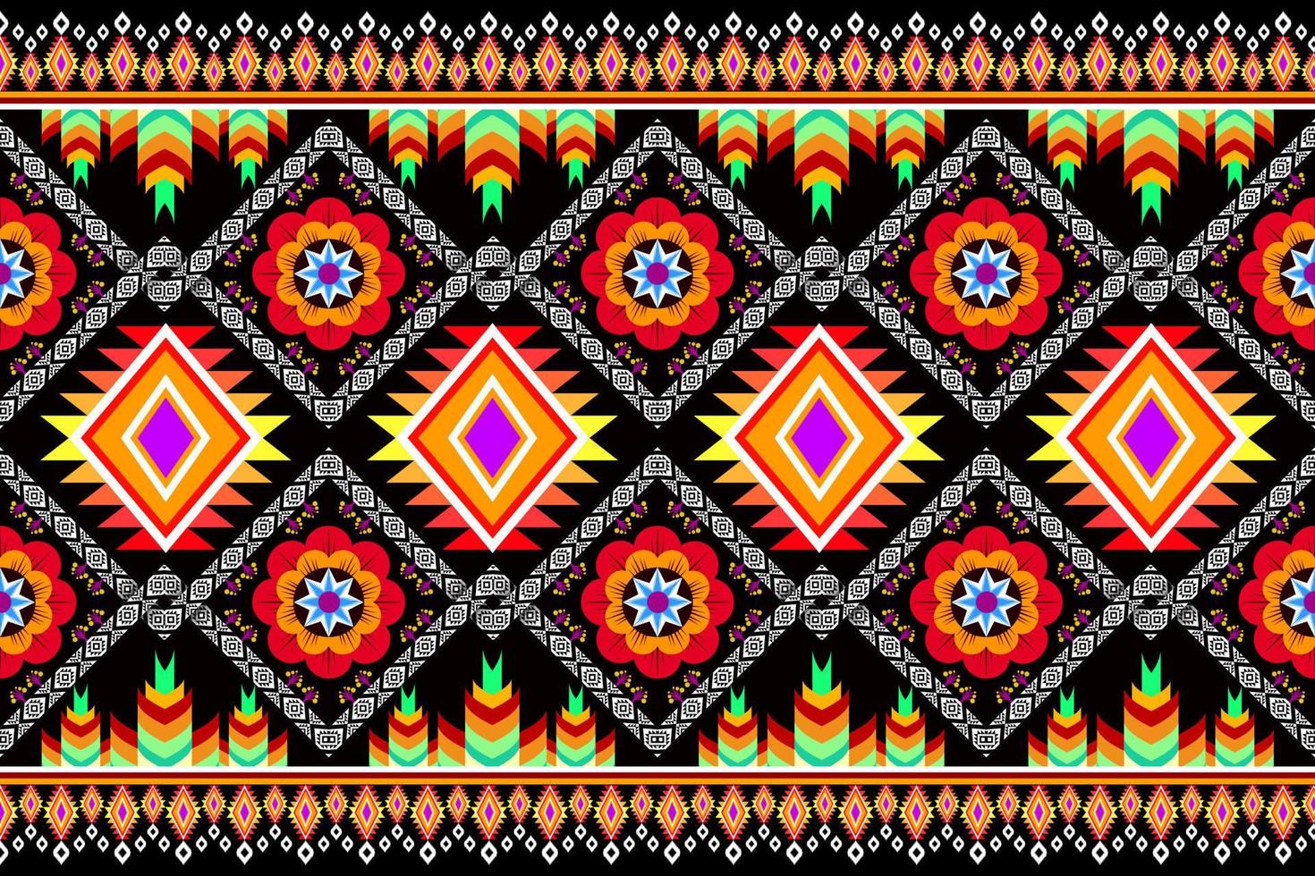 diseño tradicional del patrón de ikat oriental étnico geométrico para el fondo, alfombra, papel tapiz, ropa, envoltura, batik, tela, estilo de bordado de ilustración vectorial. vector