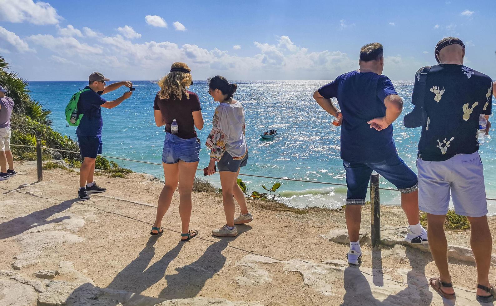 Tulum Quintana Roo Mexico 2022 Ancient Tulum ruins Mayan site temple pyramids artifacts seascape Mexico. photo