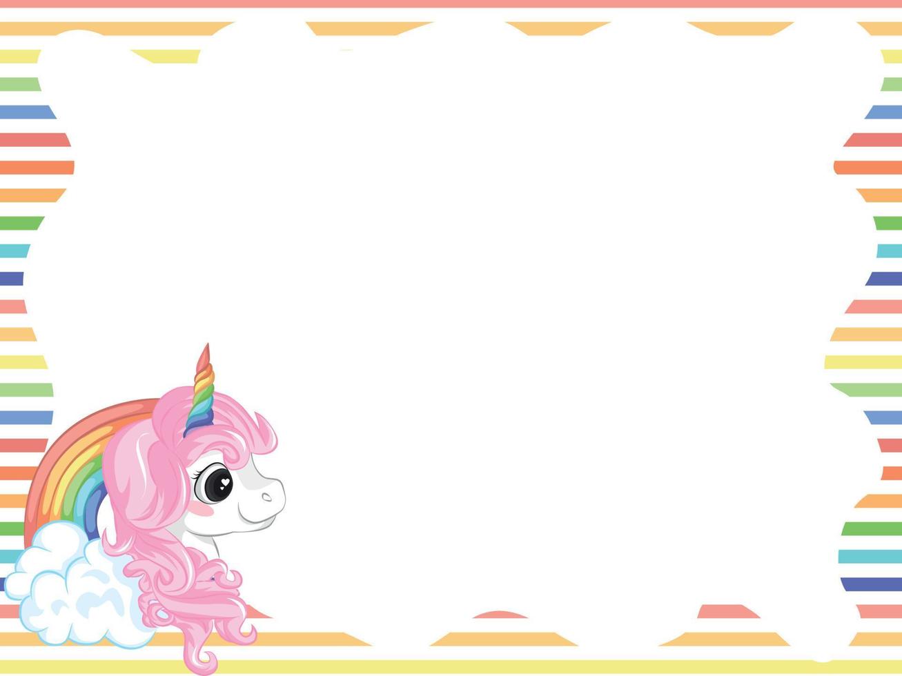 Cute unicorn cartoon character with blank banner vector