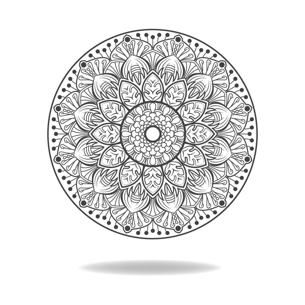 Tropical Mandala design for adult coloring page vector