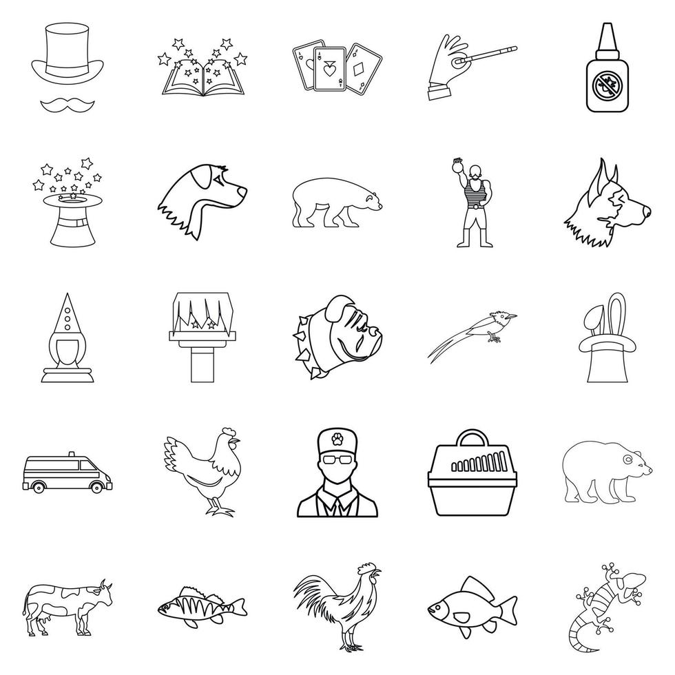 Veterinarian icons set, outline style vector