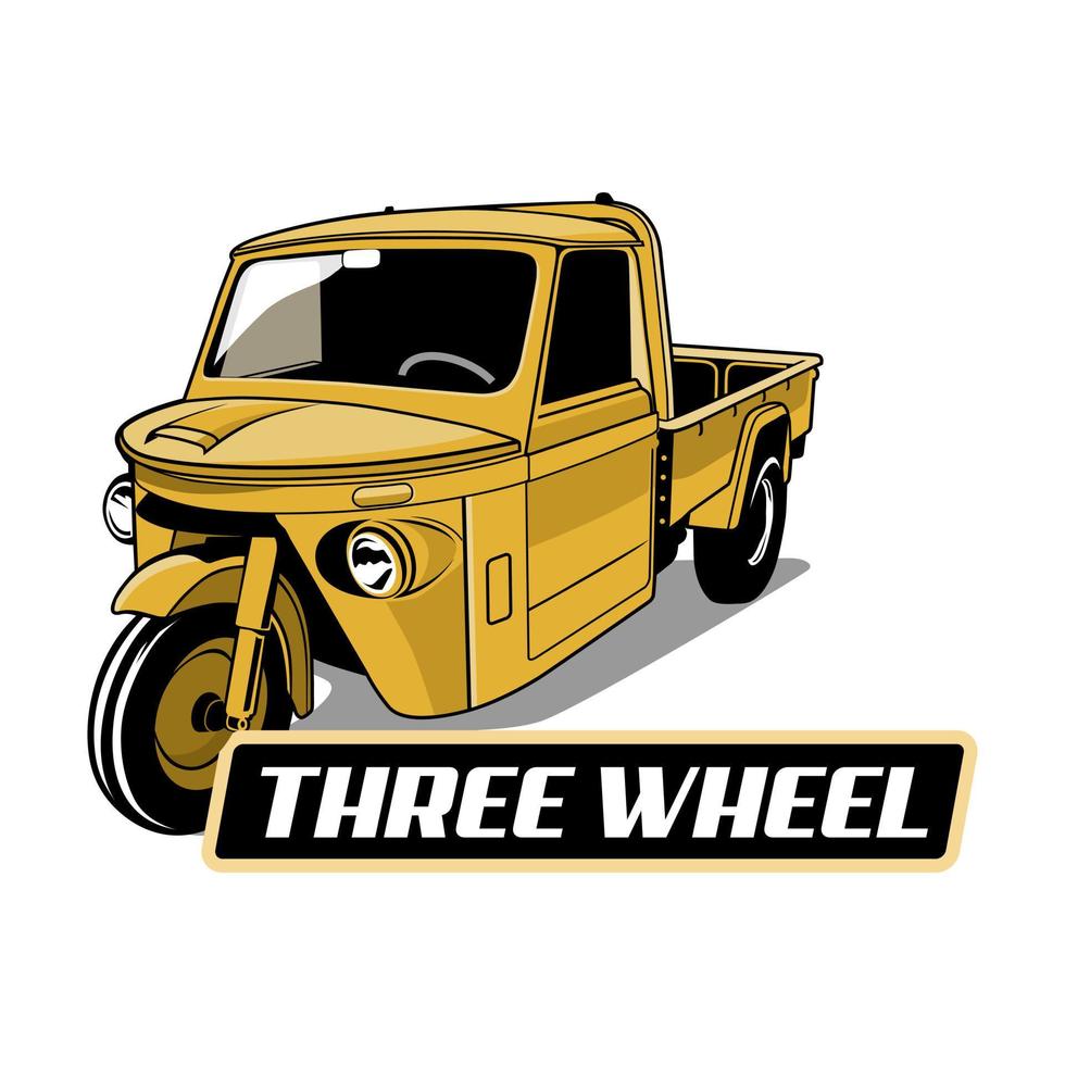 three wheel car design logo icon vector
