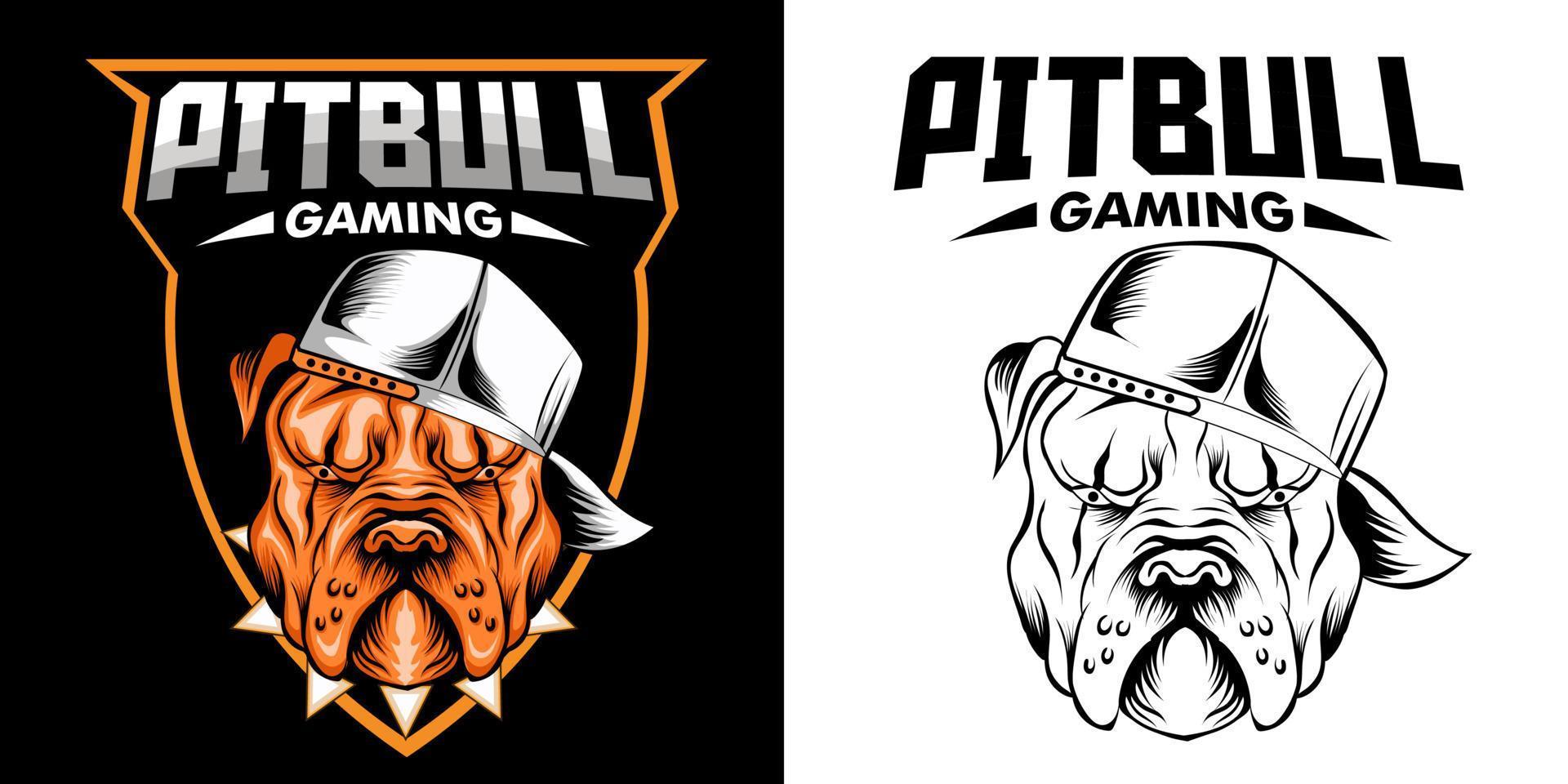 pitbull mascot esport logo design vector