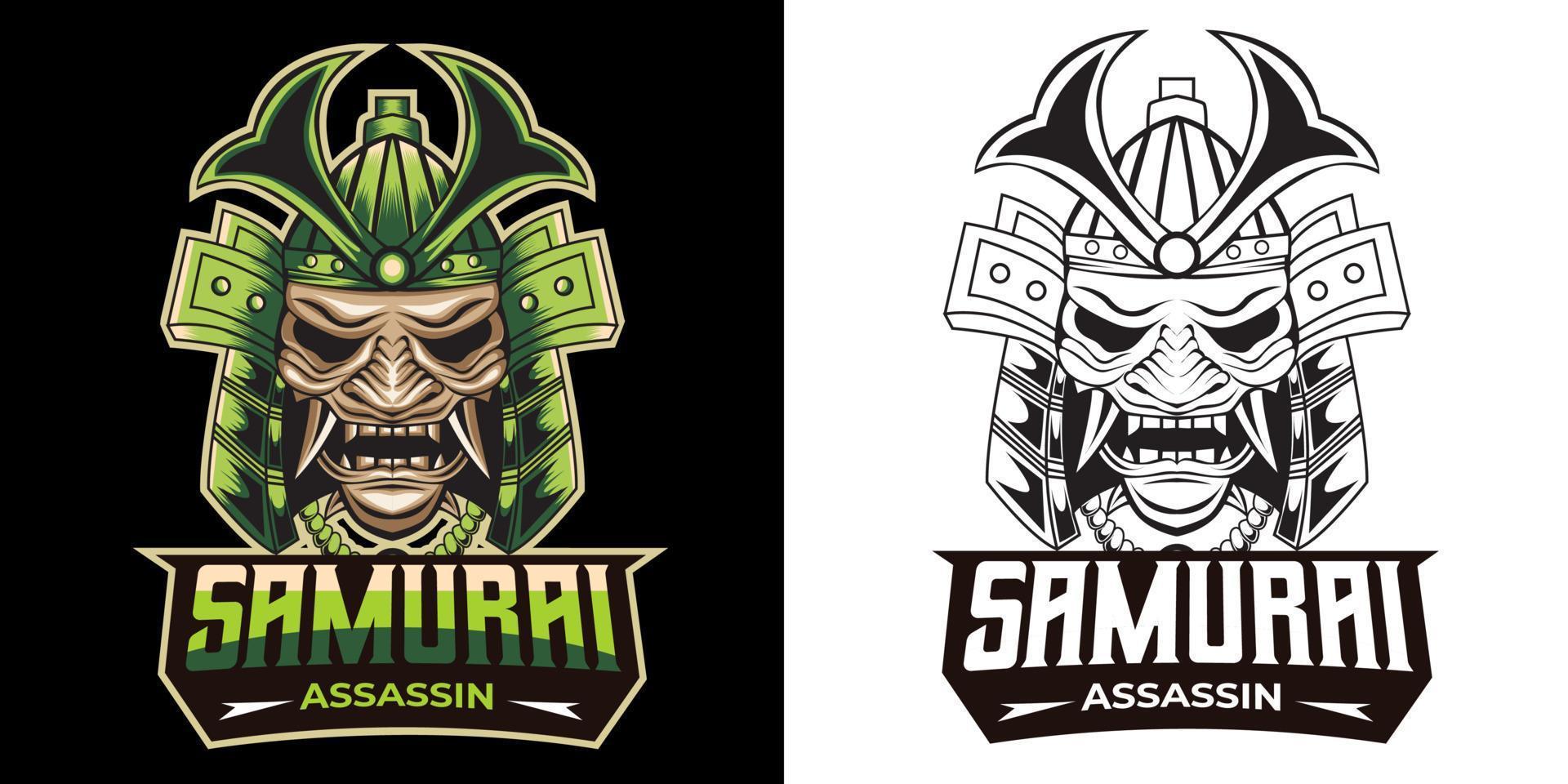 samurai asesino esport logo mascota diseño vector