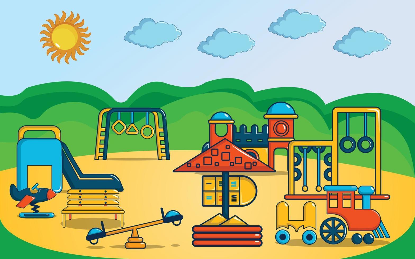 Playground concept banner, cartoon style vector