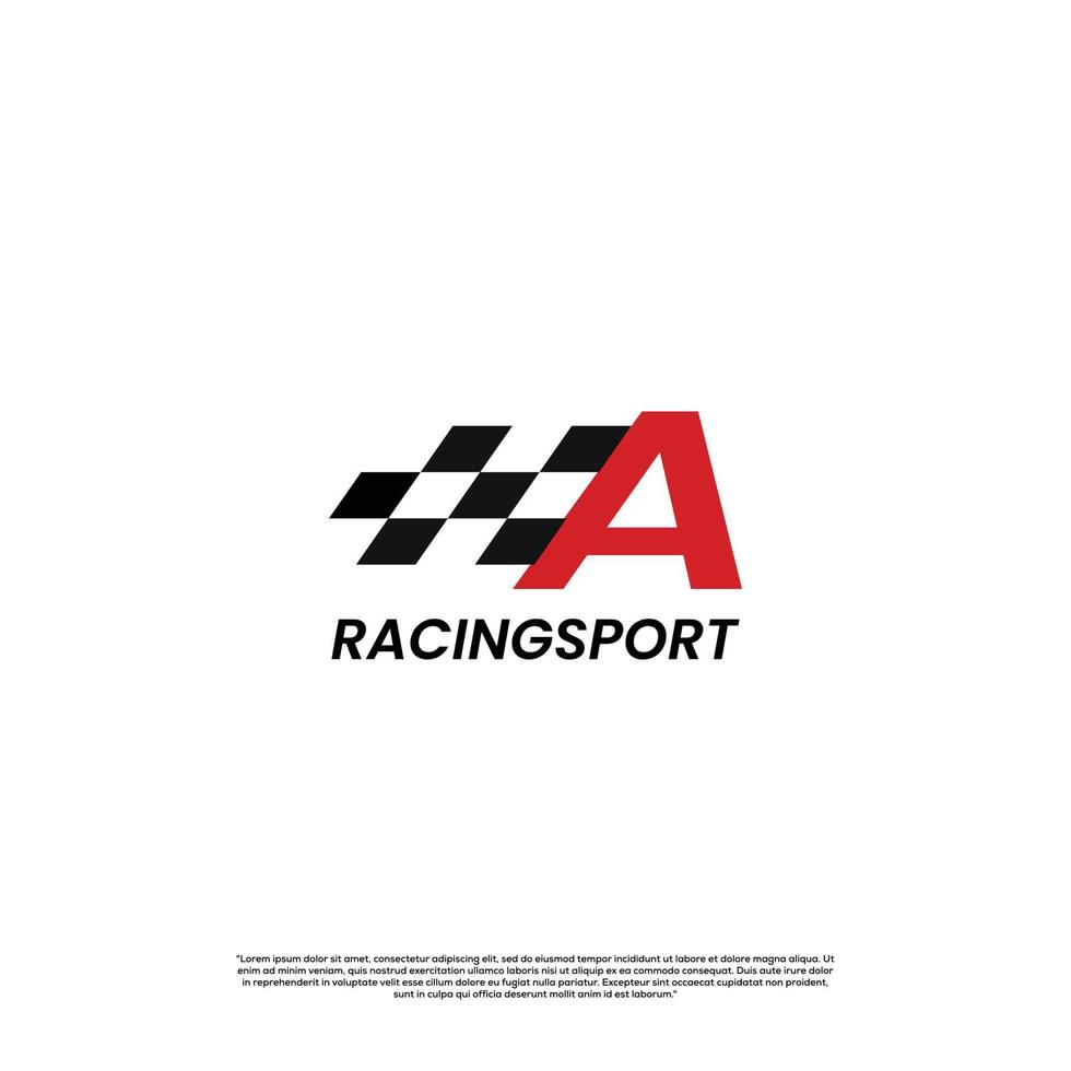 letter A with racing flag icon template logo design vector