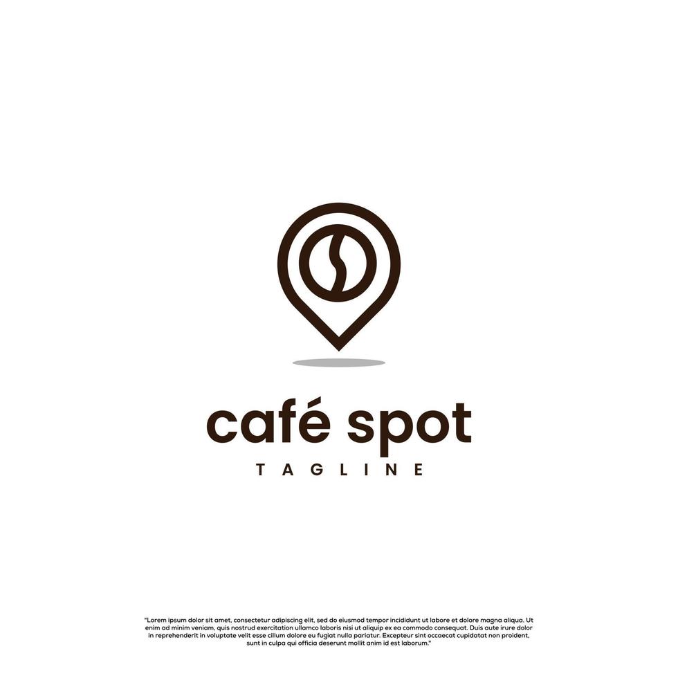 diseño de logotipo de ubicación de punto de café simple moderno elegante, grano de café con icono de concepto de logotipo de puntero vector