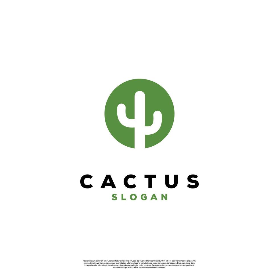 diseño de logotipo de cactus simple en círculo, ilustración vector