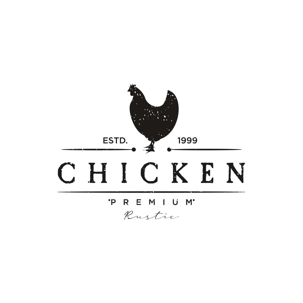 diseño de logotipo de pollo vintage. plantilla de icono de diseño de logotipo de pollo de engorde. con textura grunge vector