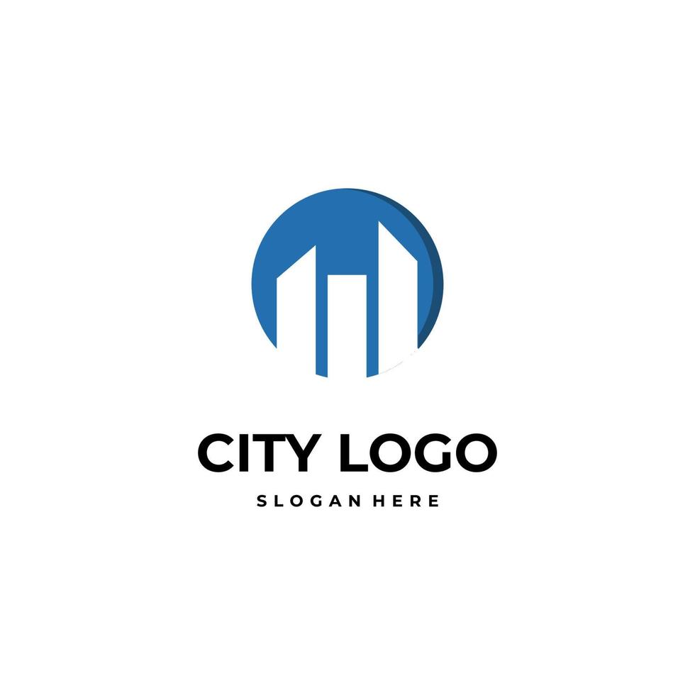 city logo design on isolated background, construction logo icon template, town logo in circle vector