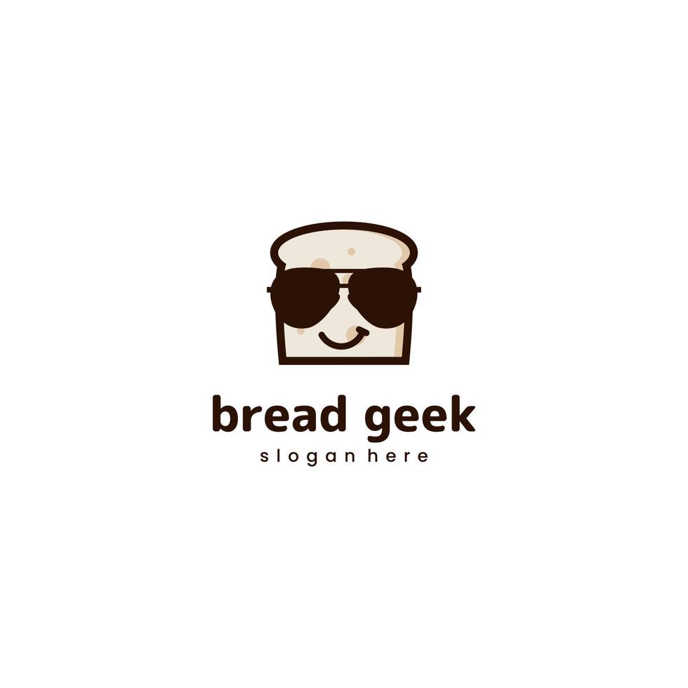 logotipo de friki de pan, icono de logotipo de pan con gafas vector