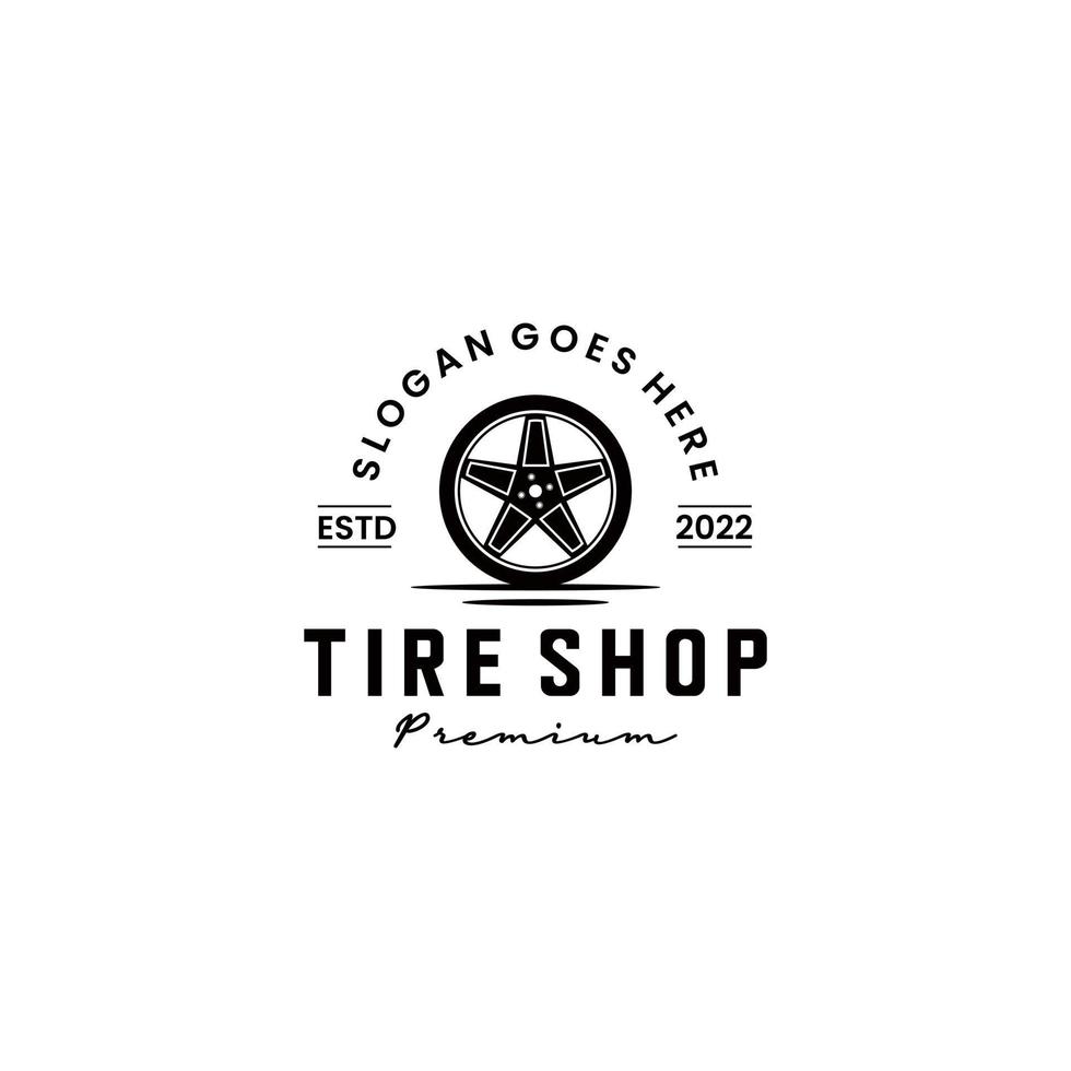 tire shop logo design vintage classical template vector