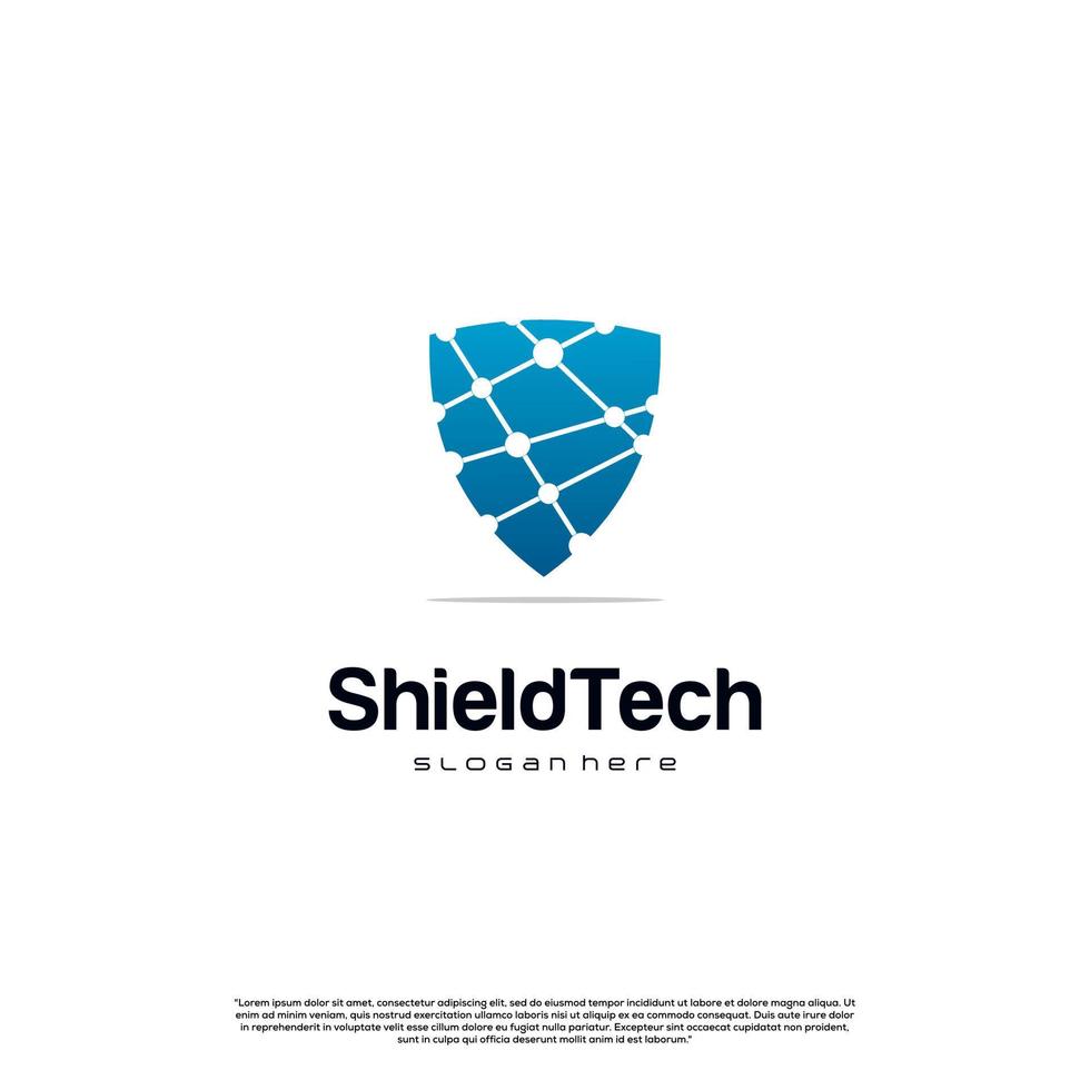 cyber shield logo design on isolated background, shield with technology element logo modern concept vector