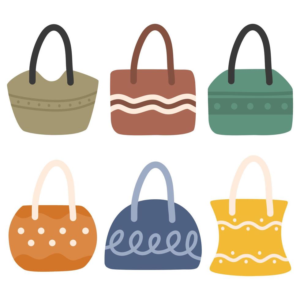 Set of colorful woman's handbags vector