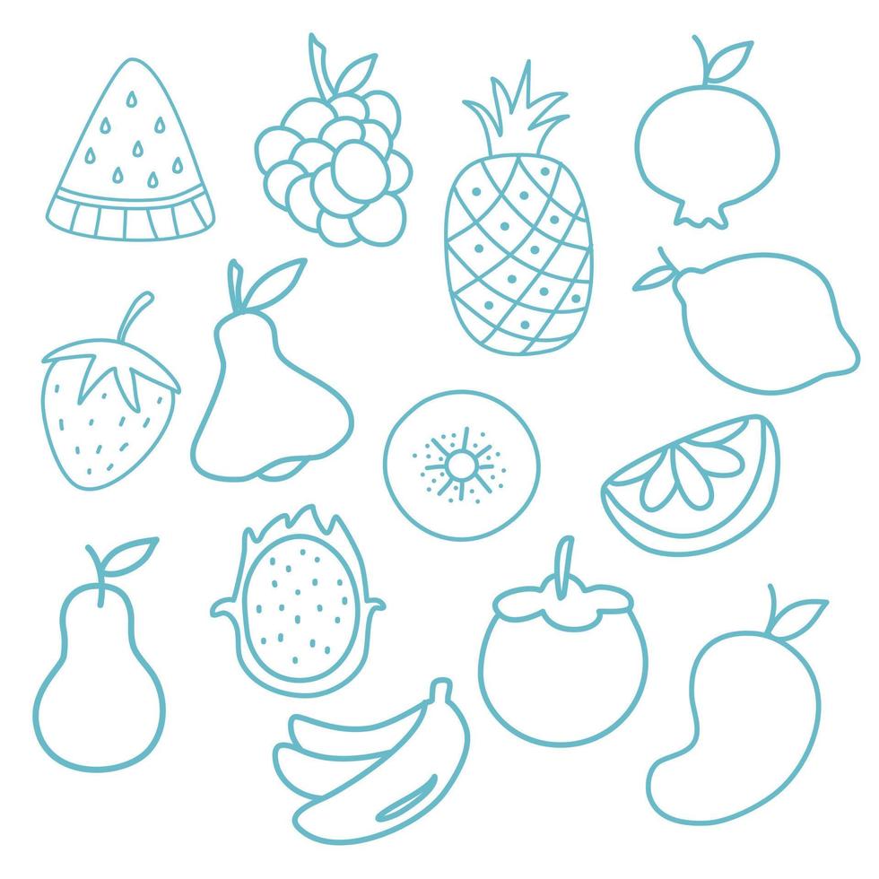 colección de frutas dibujadas a mano vector