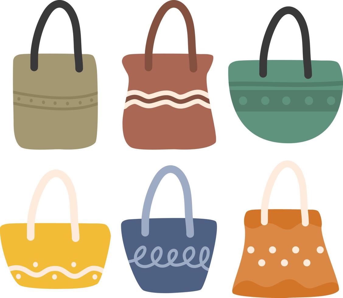 colección de bolsos planos de tela vector