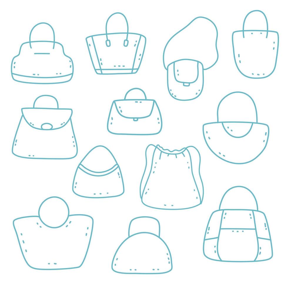 Hand drawn bags set vector