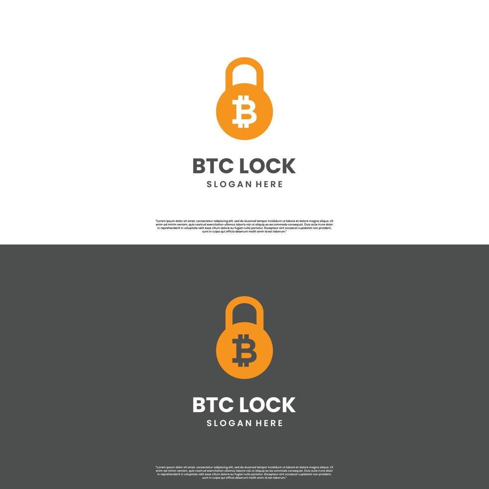 bitcoin combine with padlock logo, safety bitcoin icon template, unlock bitcoin logo vector