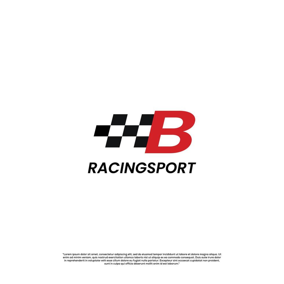 letter B with racing flag icon template logo design vector