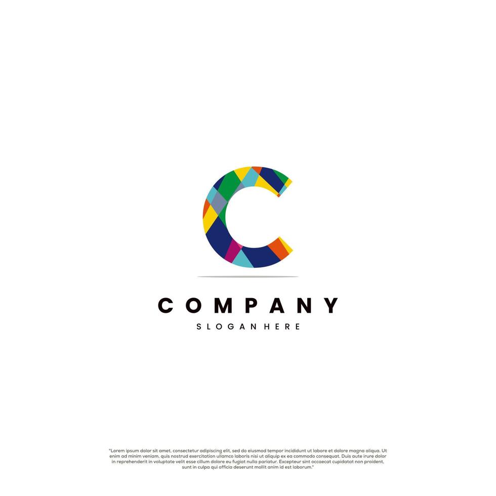 initial C with abstract colorful logo design modern concept vector