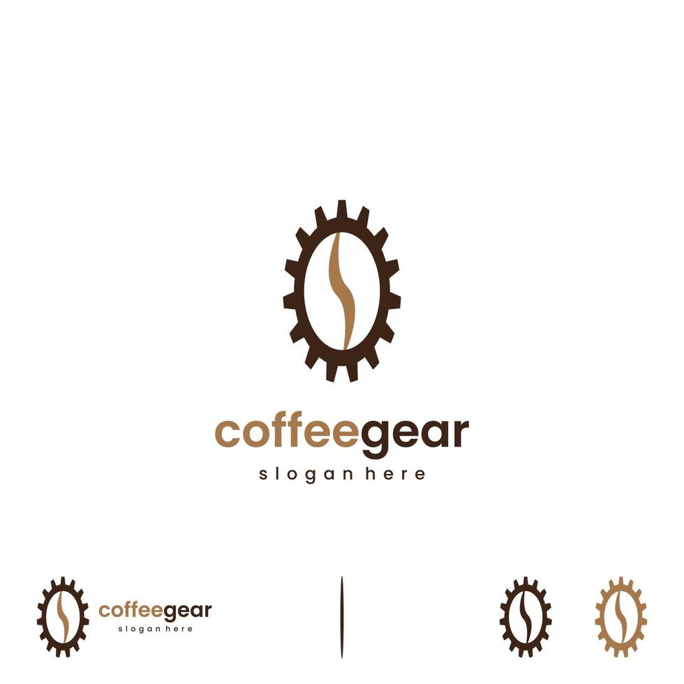 coffee bean with gear logo design modern concept vector