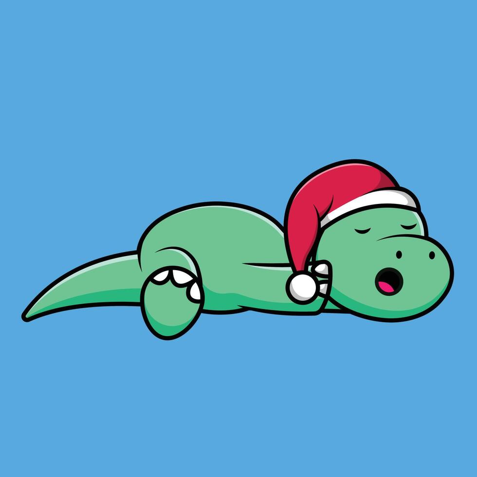 Cute Dinosaur Sleeping With Caps Cartoon Vector Icon Illustration