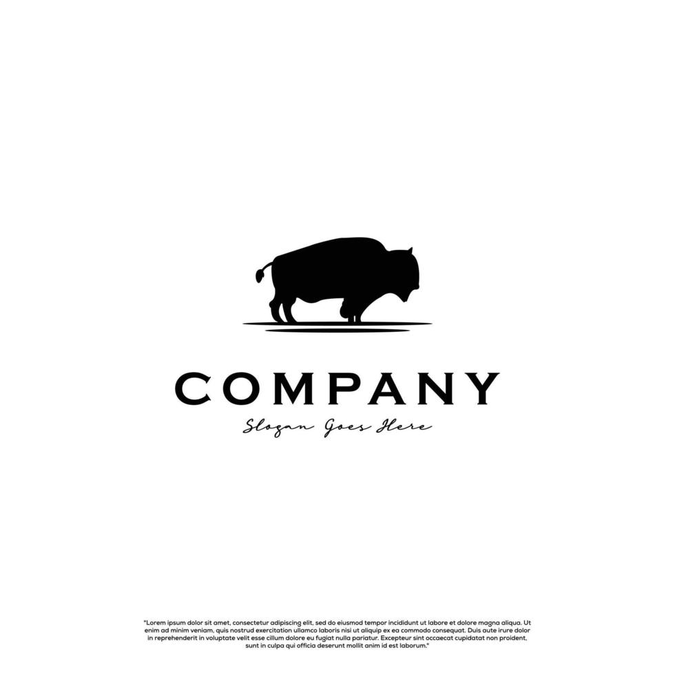 Bison Bull Buffalo Angus silhouette logo design icon template vector