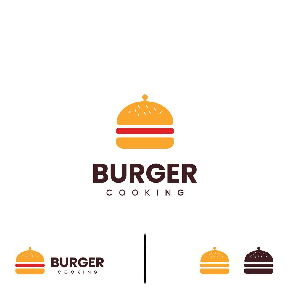 hamburger combine with movable food cover logo design icon template vector