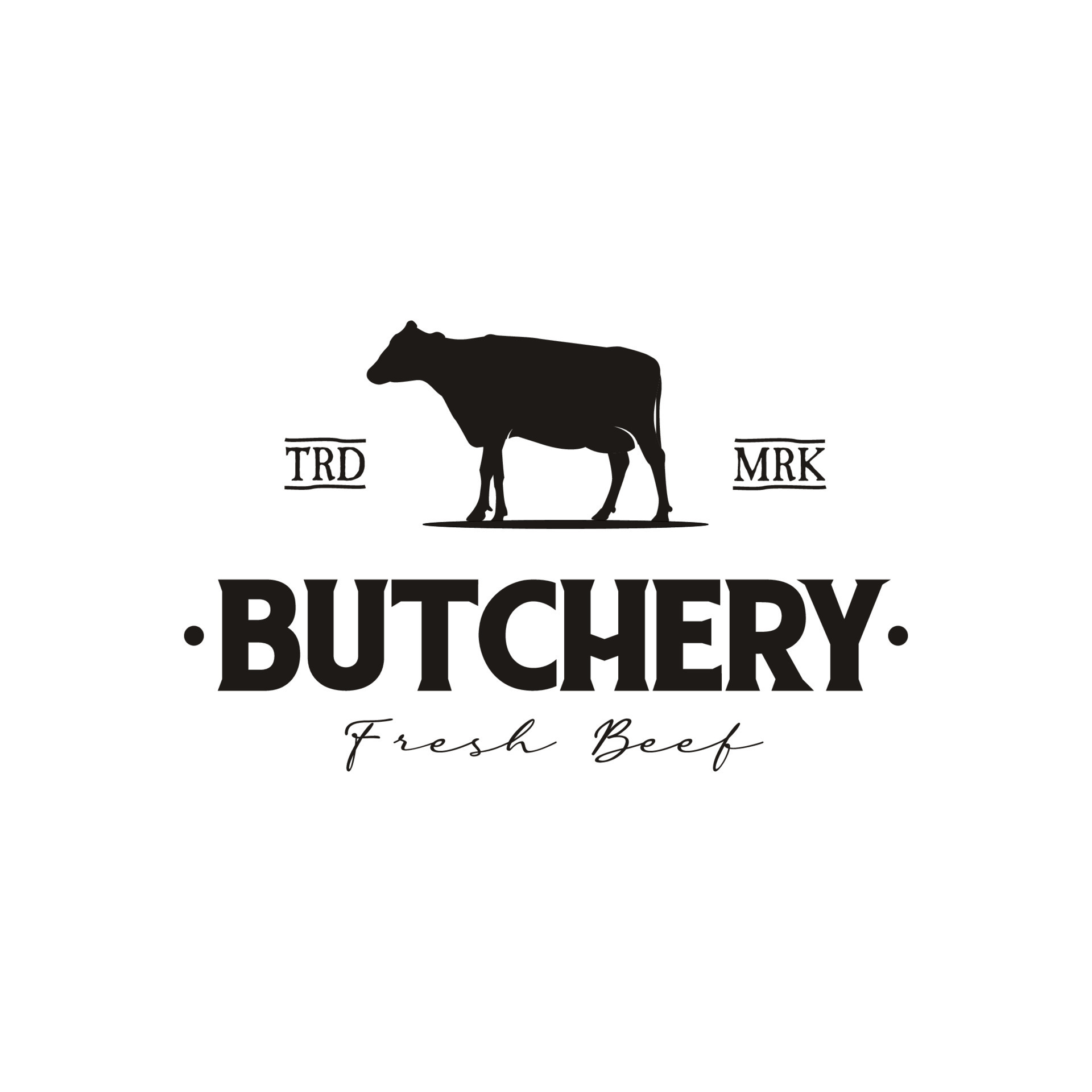 butchery logo design retro hipster vintage. cow landscape silhouette ...