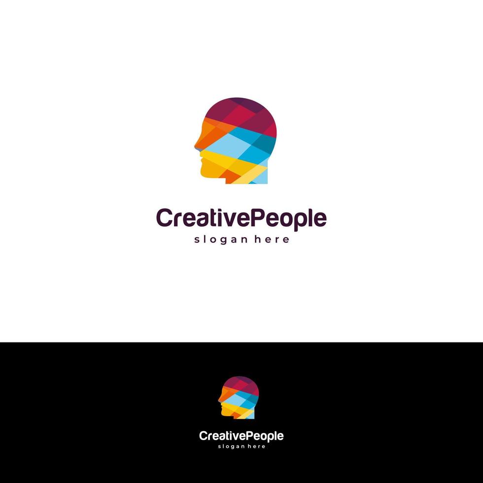 plantilla de icono moderno de diseño de logotipo de cabeza de gente geométrica colorida vector
