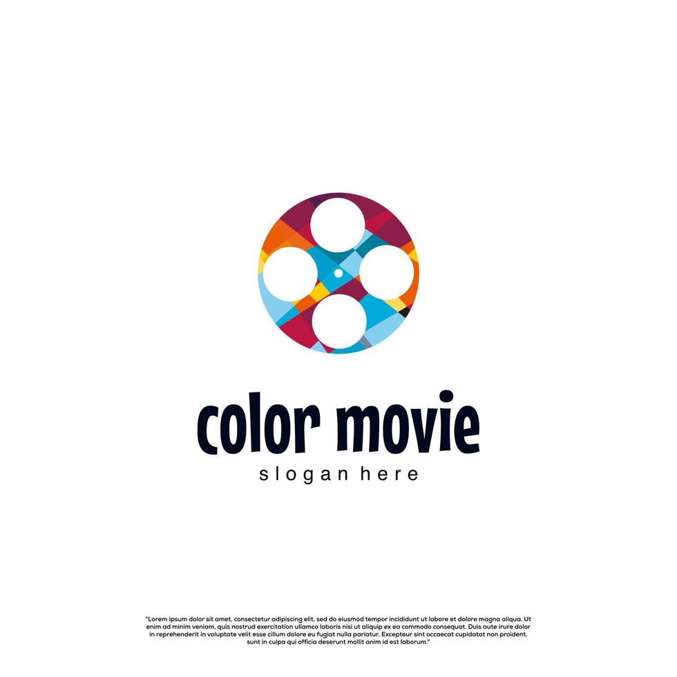 diseño de logotipo de película colorido, plantilla de icono de logotipo de rollo de película colorido vector