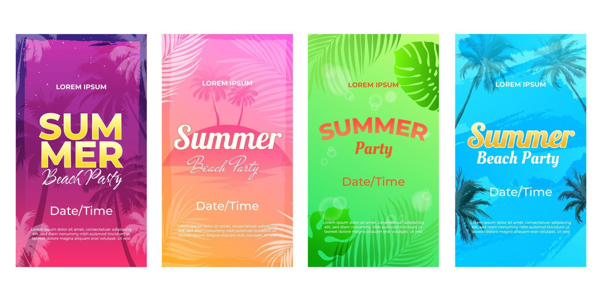 set of summer stories template designs vector