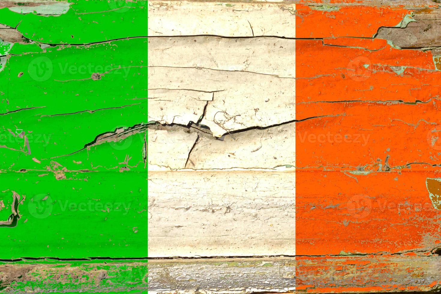 3D Flag of Ireland on wood photo