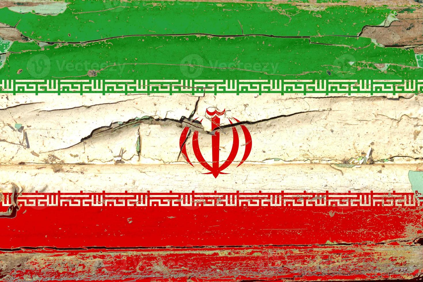 3D Flag of Iran on wood photo