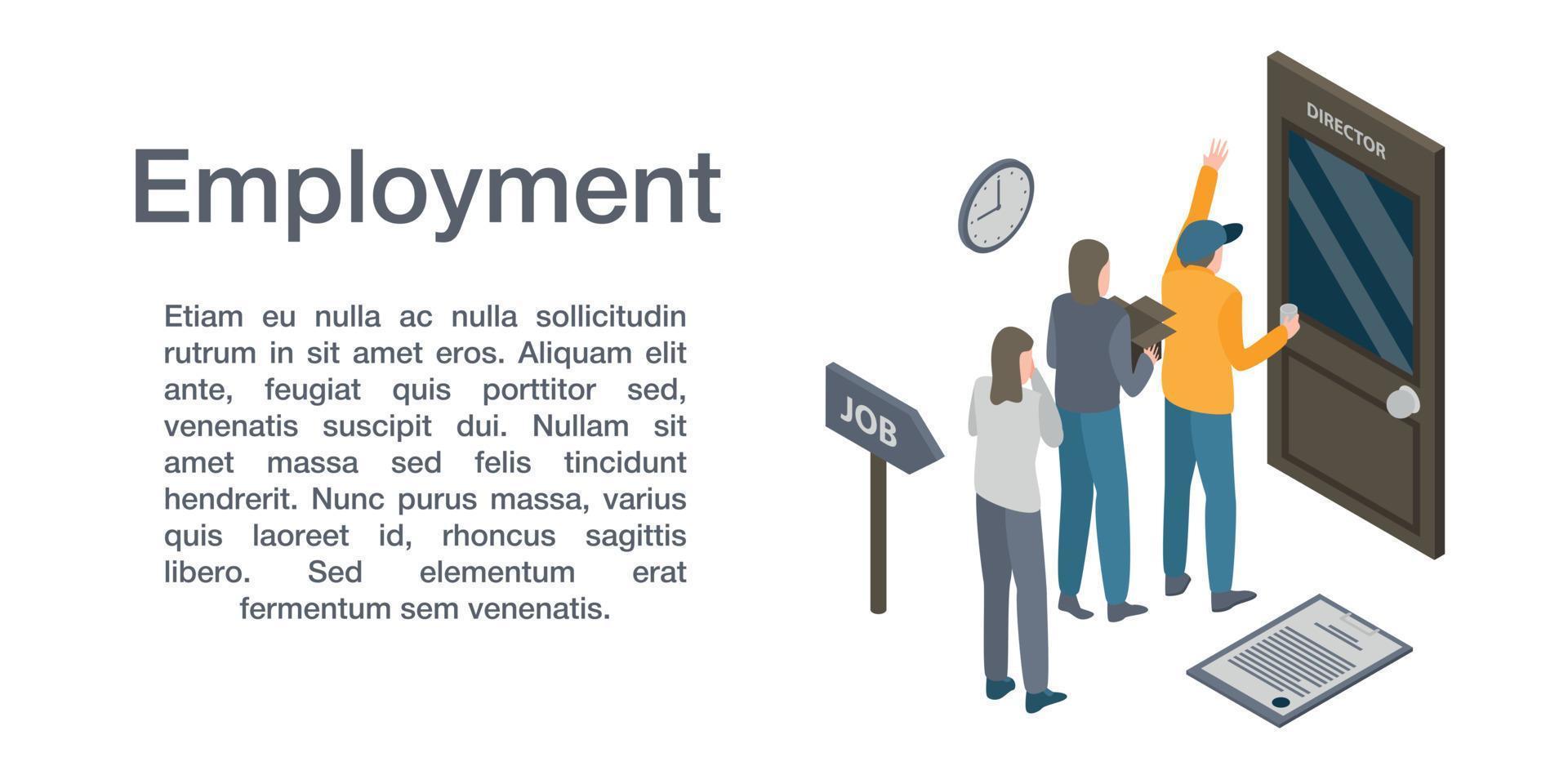 Employment concept banner, isometric style vector
