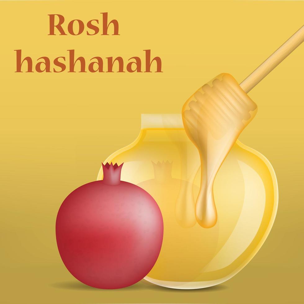 Rosh hashanah holiday jewish concept background, realistic style vector