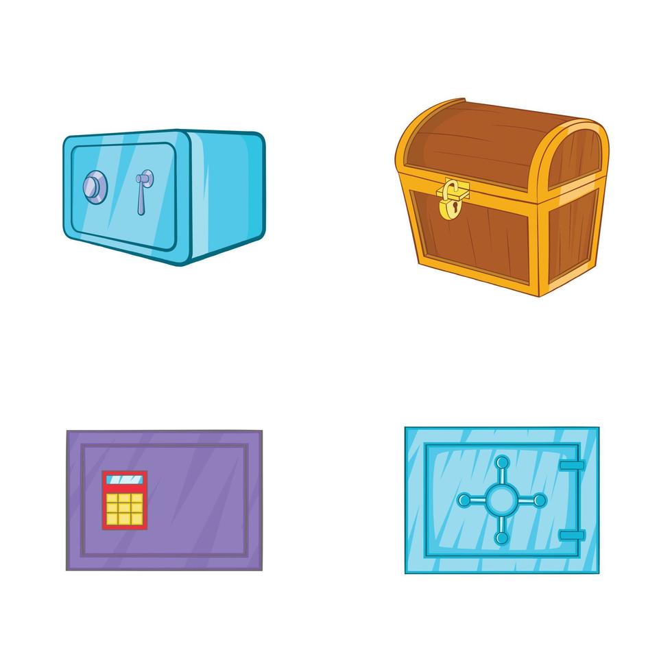 conjunto de iconos seguros, estilo de dibujos animados vector