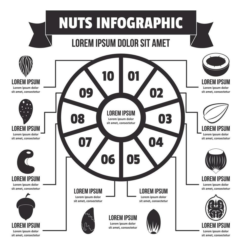 Nuts infographic, simple style vector