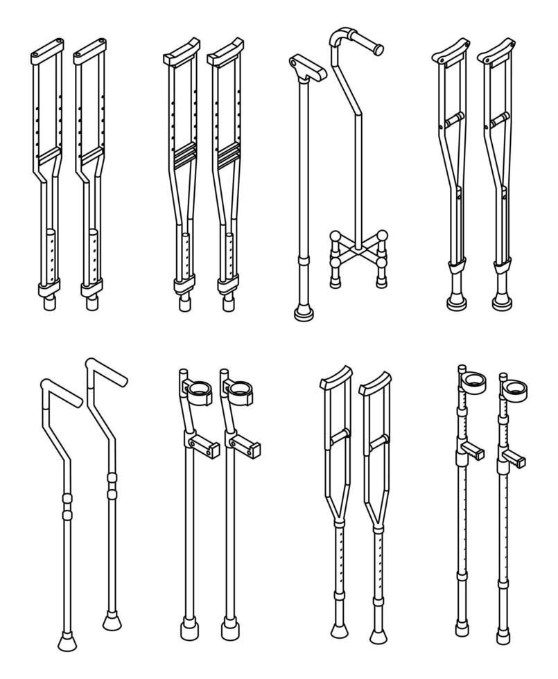 Crutches icon set vector outine