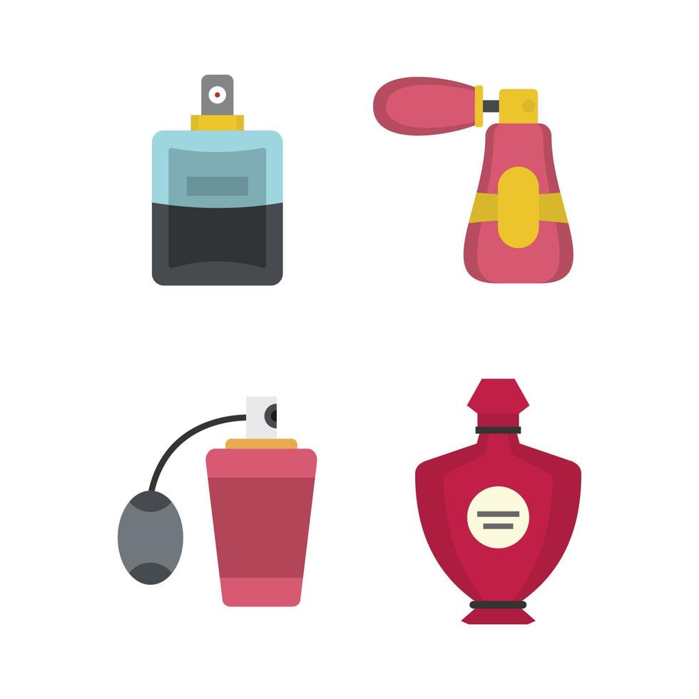 conjunto de iconos de perfume, estilo plano vector