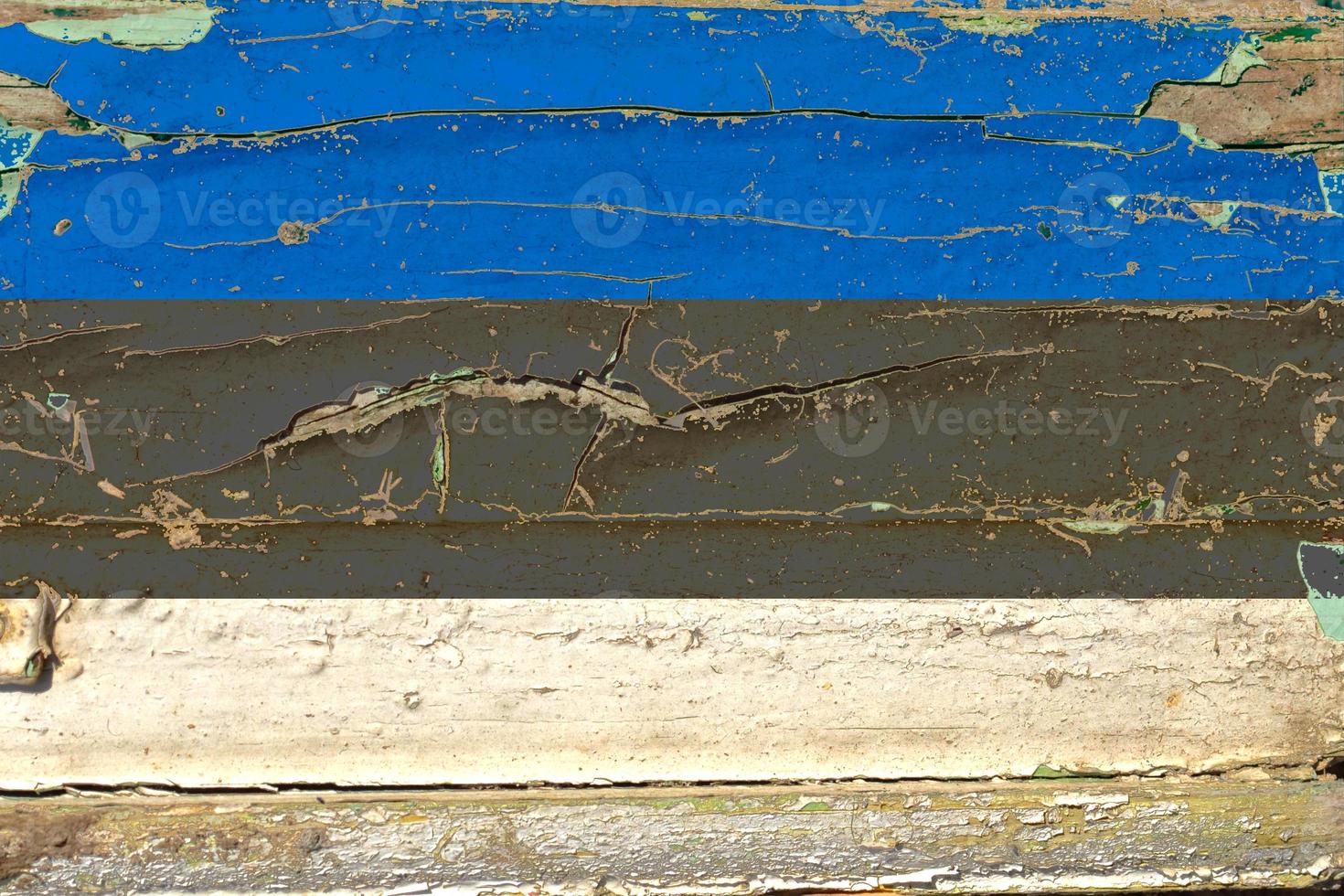 3D Flag of Estonia on wood photo
