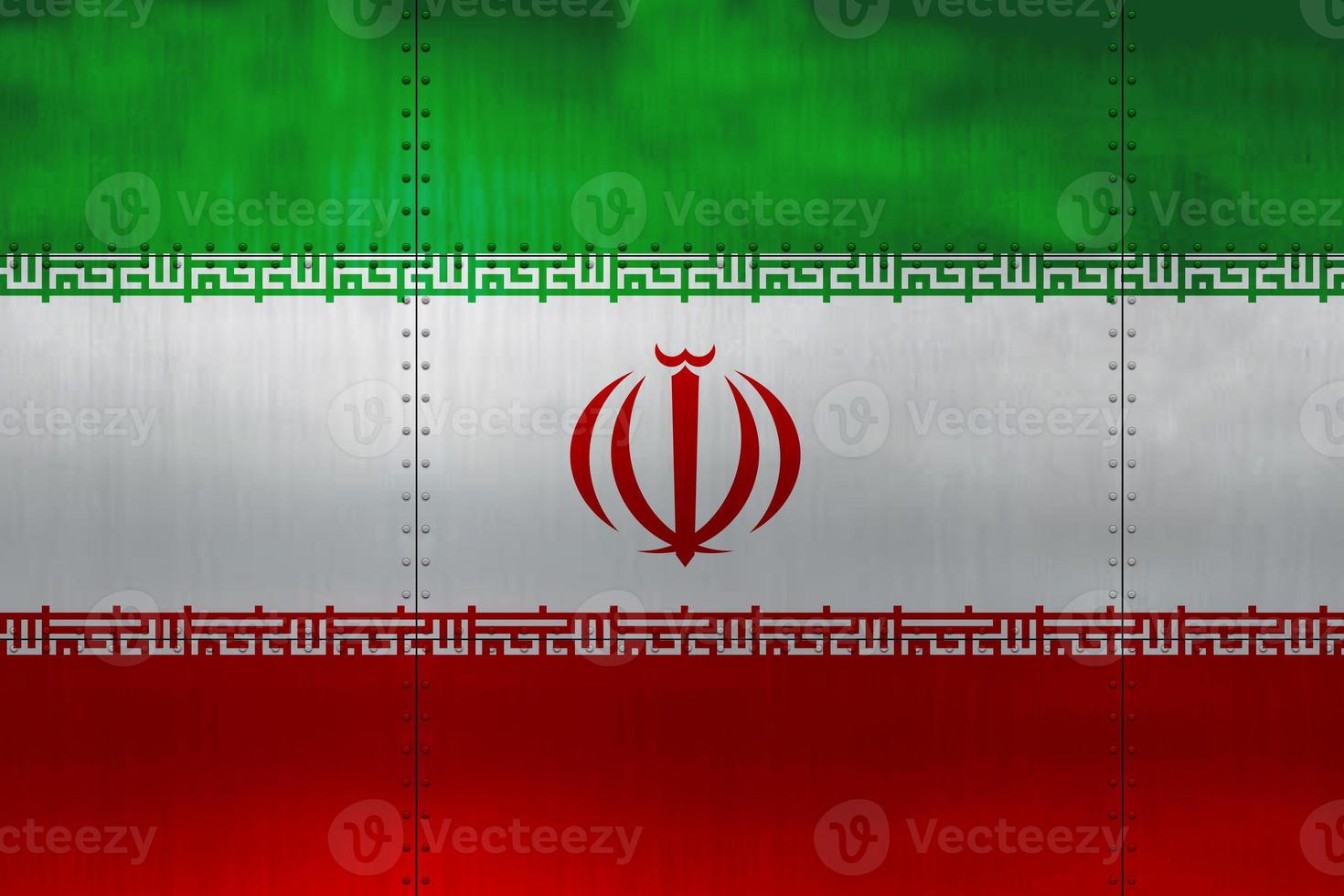 3D Flag of Iran on metal photo