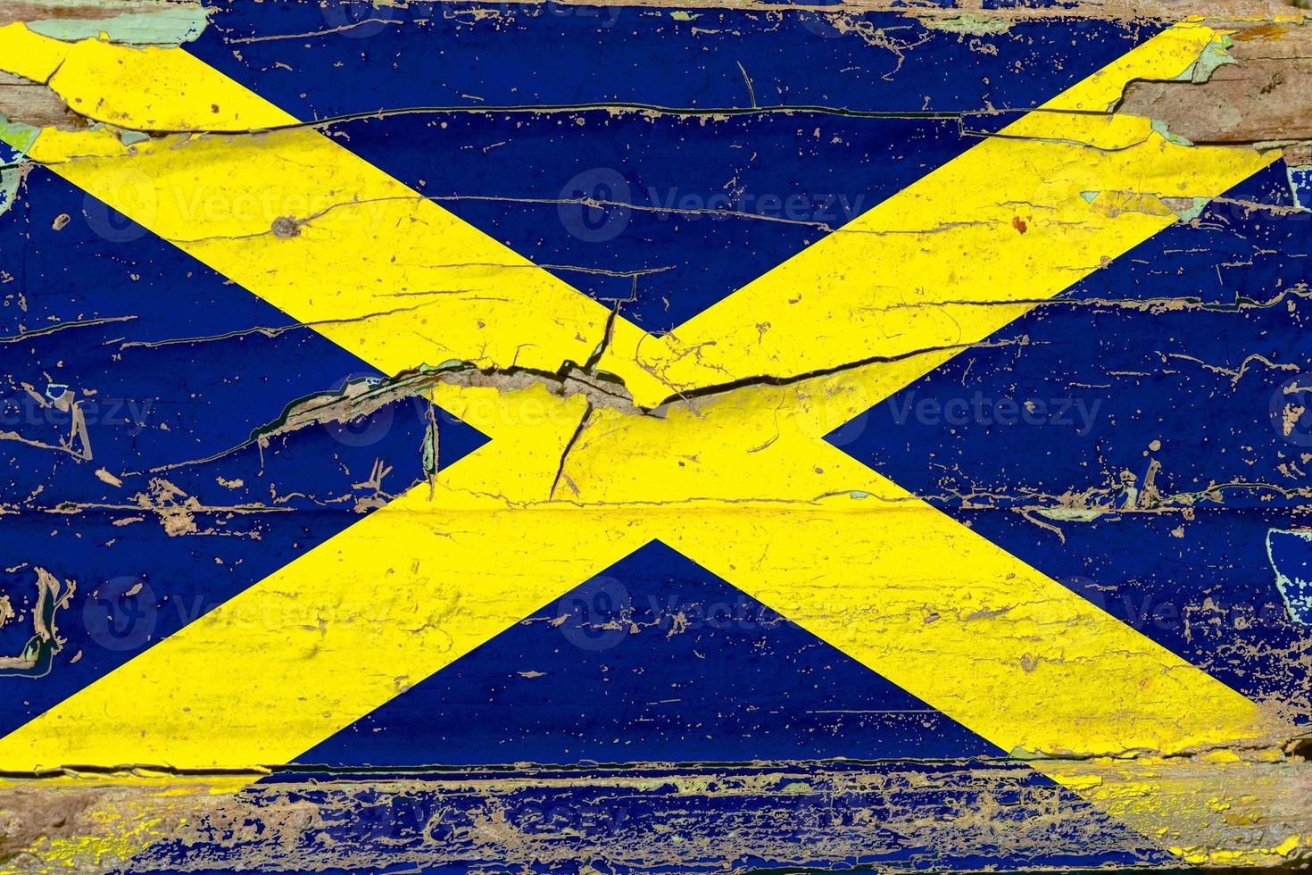 3D Flag of Scotland on wood photo