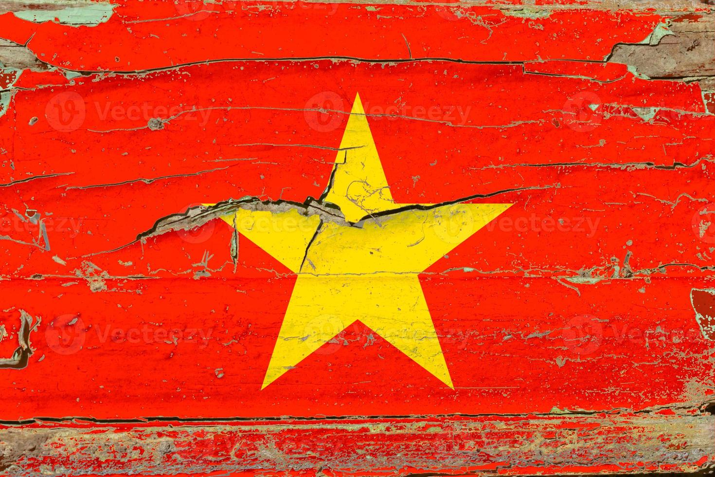 3d bandera de vietnam en madera foto