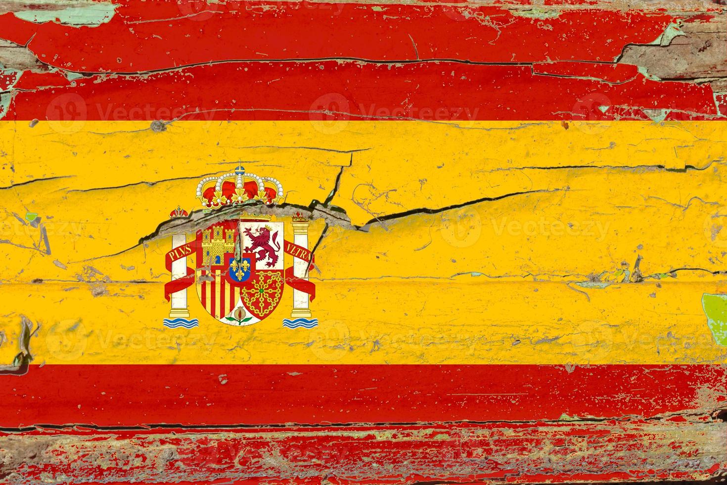 3D Flag of Spain on wood photo