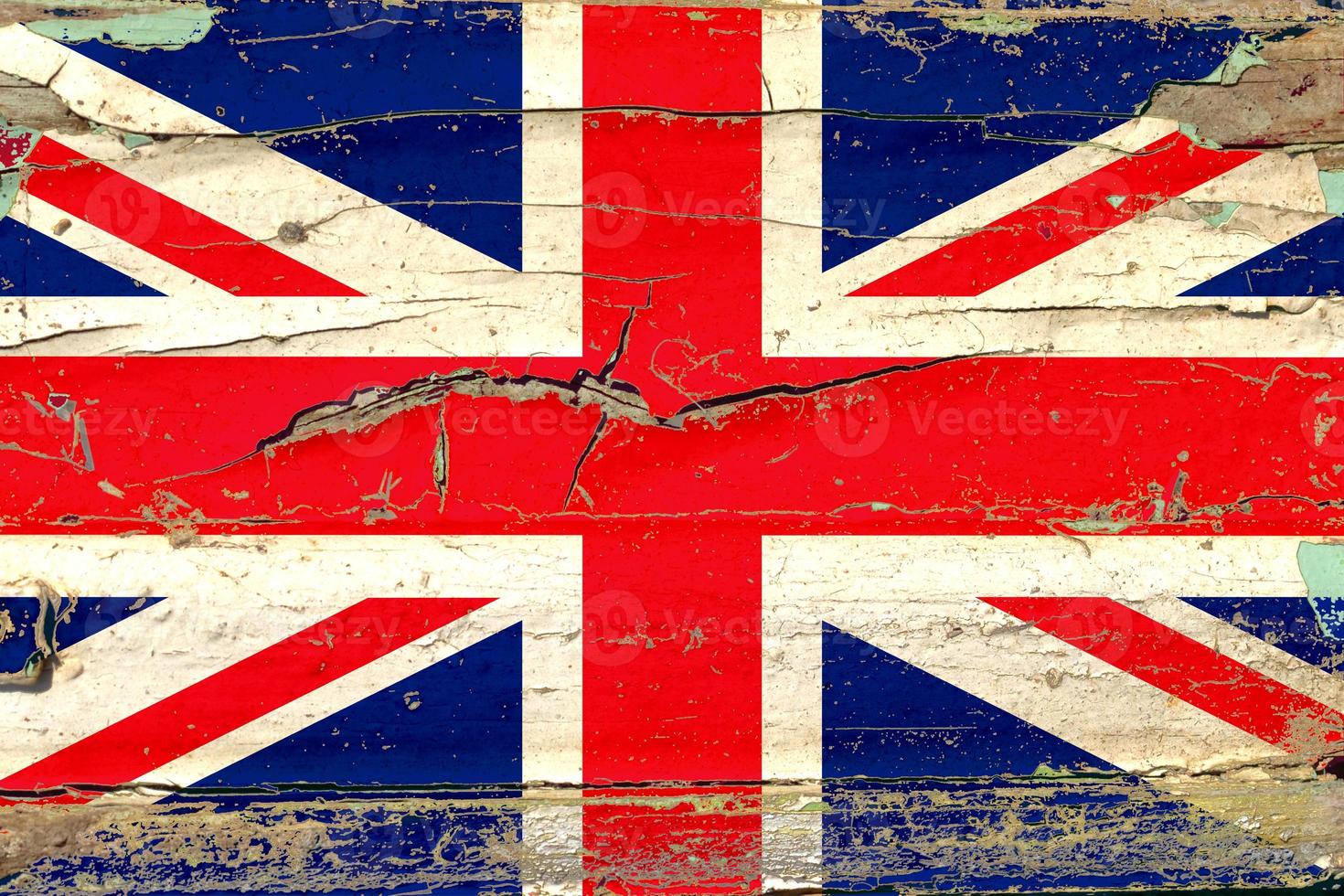 3D Flag of United Kingdom on wood photo