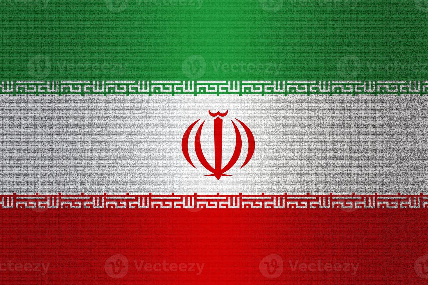 3D Flag of Iran on stone photo