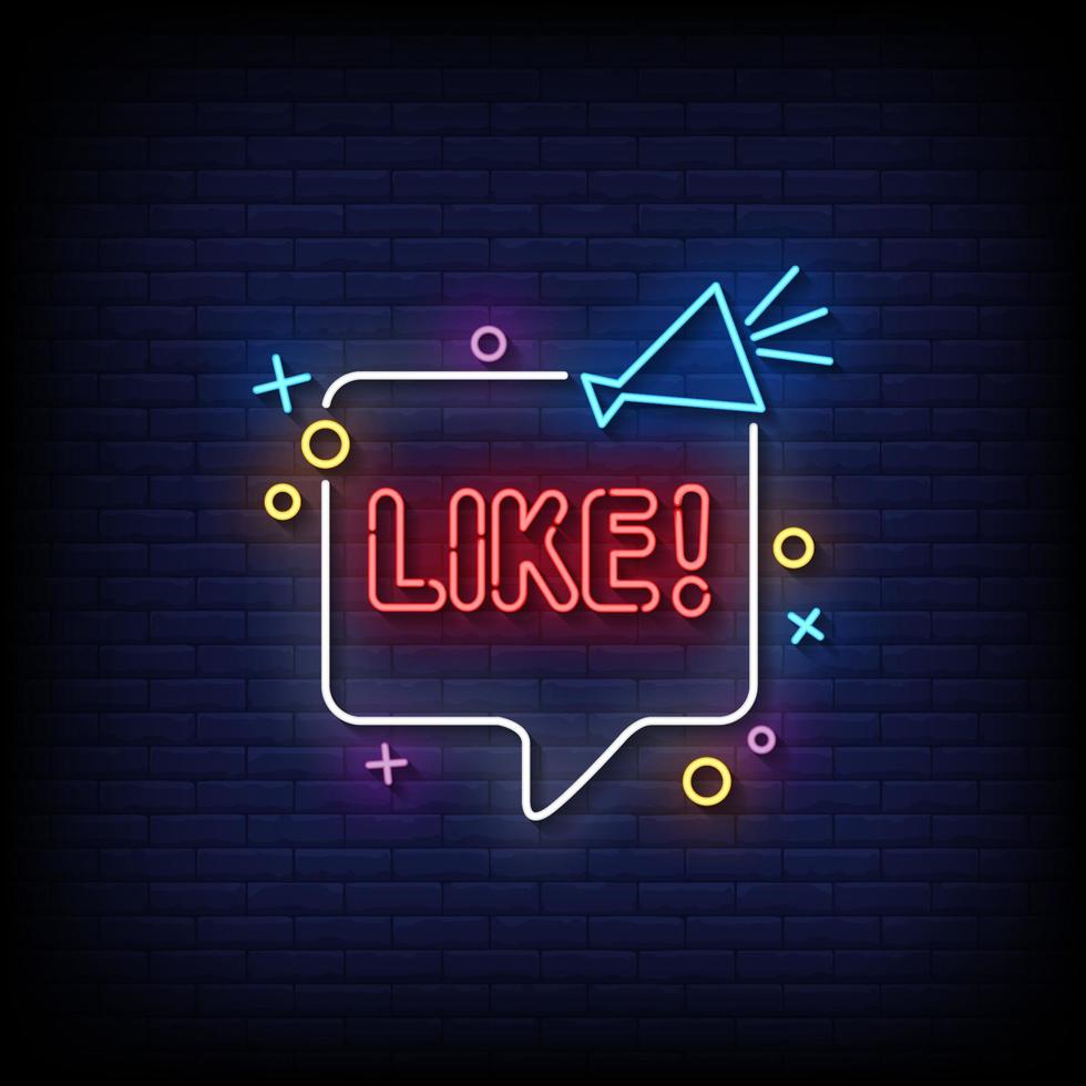 Like Neon Sign On Brick Wall Background Vector