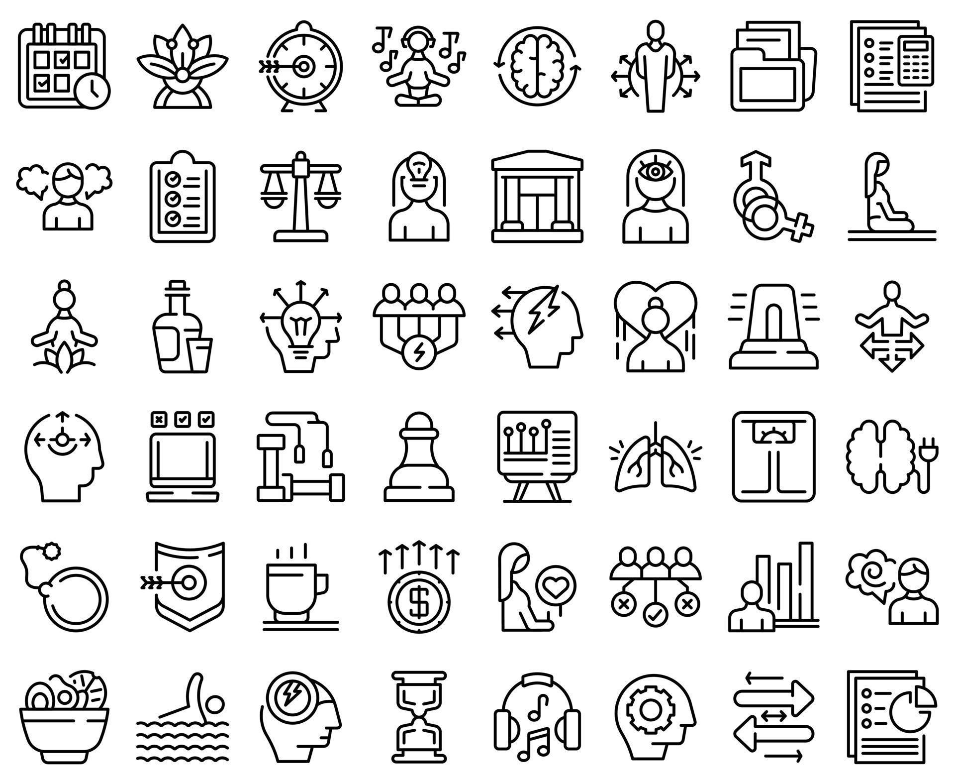 Coping skills icons set outline vector. Stress love 8459493 Vector Art