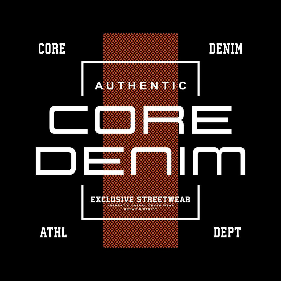 core denim streetwear t-shirt and apparel vector